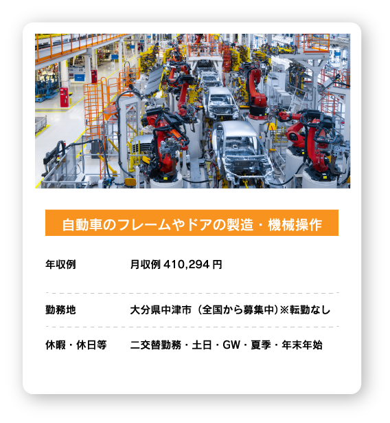 自動車のフレームやドアの製造・機械操作